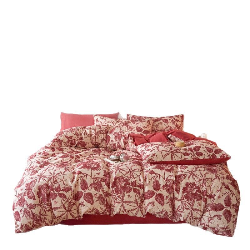 Category a Mother and Baby 100% Cotton Brushed European Retro Style Pure Cotton Bed Four-Piece Set Student Dormitory Bed Three-Piece Set