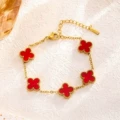 7740 four-leaf clover bracelet red