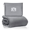 Portable Travel Blanket Zipper Bag Pure Color Double-Sided Two-In-One Pillow Blanket Ready-Made Flannel Portable Storage Blanket