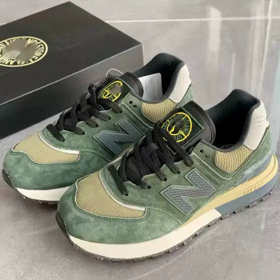 New Balance 574 x Stone Island Collaboration Retro Running Shoes for Men and Women, Breathable Durable Cushioned Sneakers for Casual and Commuter Wear