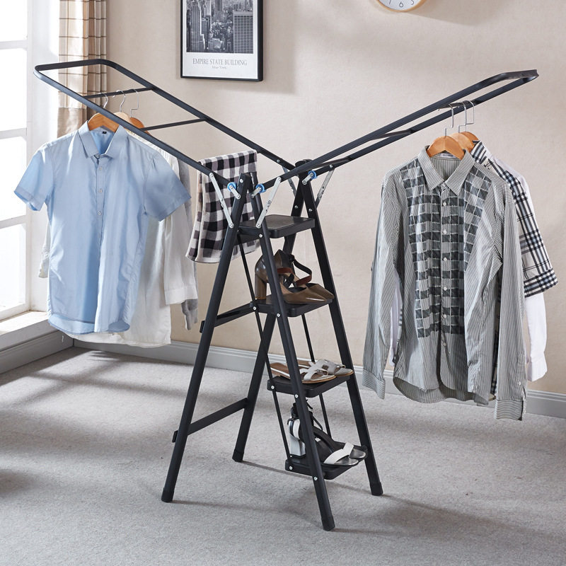 Folding drying rack artifact ladder drying rack integration three four five pedal gift new ladder drying rack function
