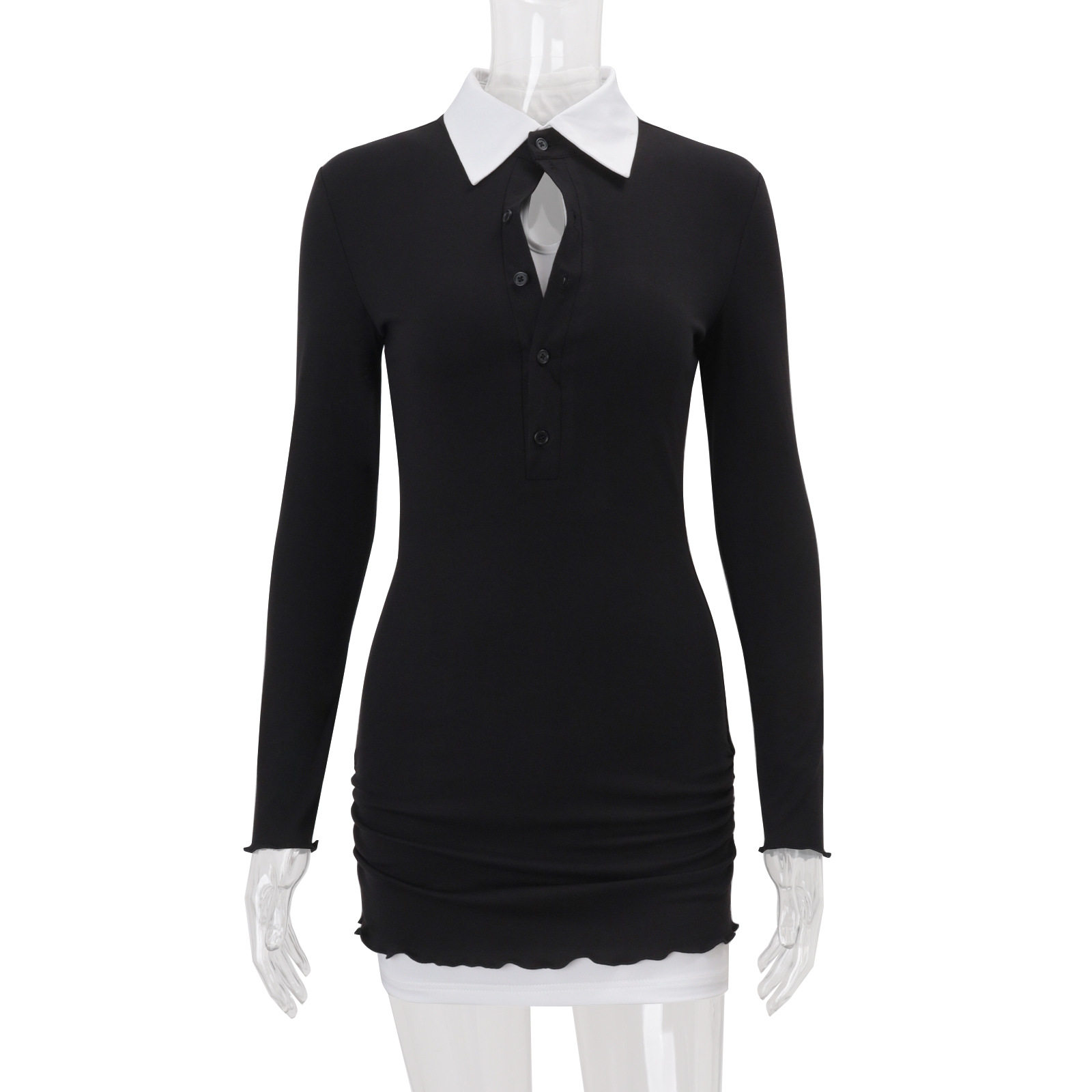 Womens Spring Fashionable College Style Sweet Fresh Slim Fit Long Sleeve Dress Set Elegant Design Perfect for Casual