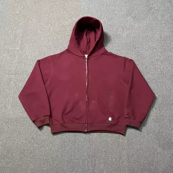 AKIMBO CLUB zip hoodie zipper fleece-lined sweater solid color all-match men's and women's loose cardigan jacket