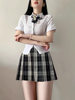 Suit Jk Uniform Shirt Waist Slimming Look Two-Piece Pleated Skirt Preppy Style Puff Sleeve Pure Lust Style Skirt