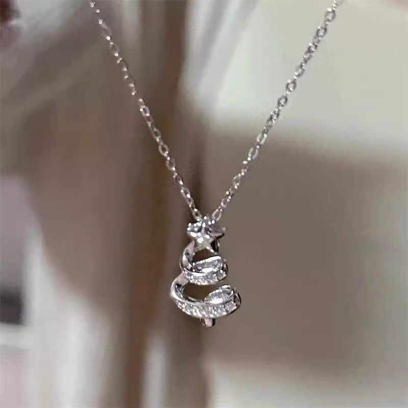 Titanium Steel Non-Fading Lucky Star Christmas Tree Necklace for Women Niche Exquisite Forest Style Small Fresh Ins Style Hot Selling Accessories