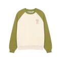 Green/apricot [682 raglan sleeve round neck style]