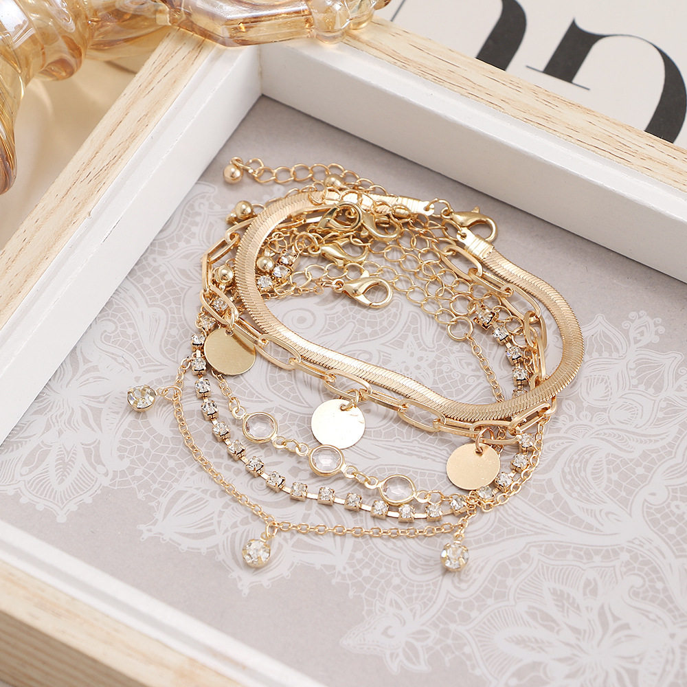 Cross-border Fashion Simple Geometric Hollow Mix Twist Bracelet suit Hip-hop Chain Personality Punk Style Bracelet