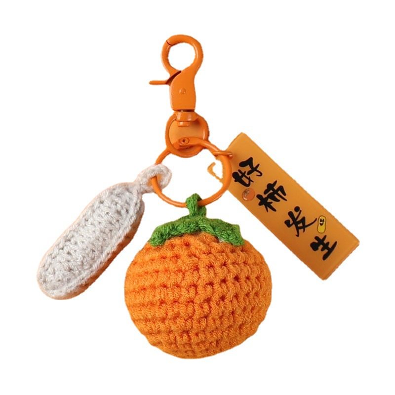 Good Things Happen Yarn Pendant Handmade Woven Keychain Peanut Persimmon Small Gift Bag Charm Good Luck