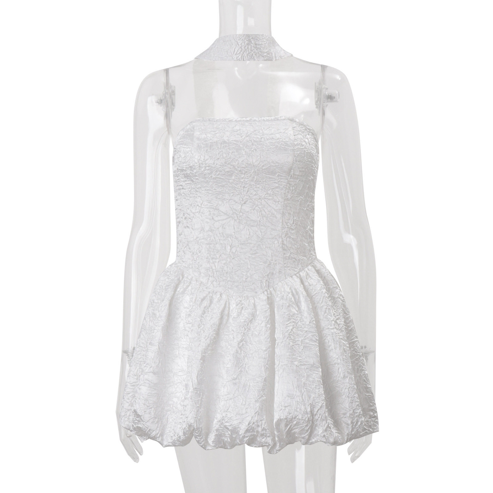 French Style Strapless Dress Fashionable Sexy Ruffled Hem Waist Tie Fall Perfect for Parties and Special