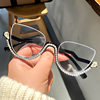 Personalized handmade diamond anti-blue light glasses women's European and American retro half-frame flat mirror 2025 new fashion glasses frame