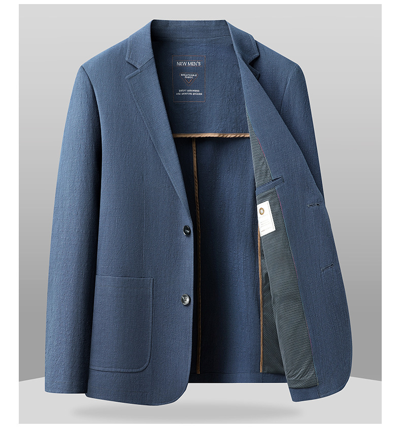 Áo vest nam cotton mỏng nhẹ mùa xuân thu, blazer công sở thoáng khí không nhăn — Màu be, Màu đen, Màu xanh lam, Màu xanh lá