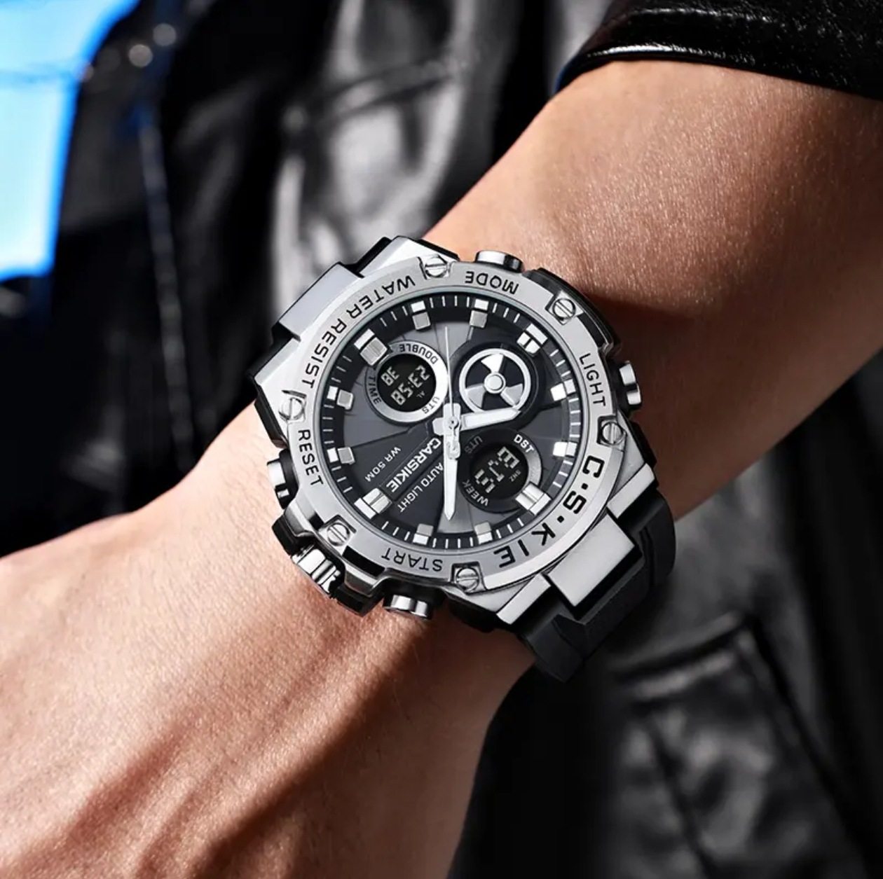 Carsikie Men's Watch Waterproof Multi-Functional Sports Watch with Large Dial and Luminous Hands