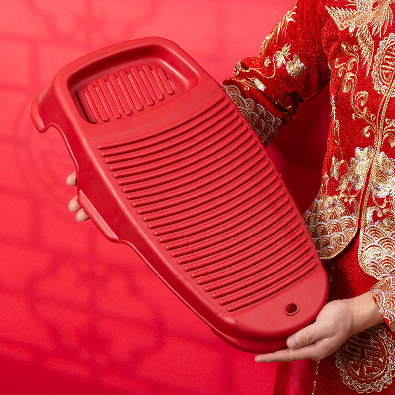 Red Festive Washboard for Wedding Home Use Thickened Plastic Washboard Can Be Hung for Bride Dowry Laundry Washboard
