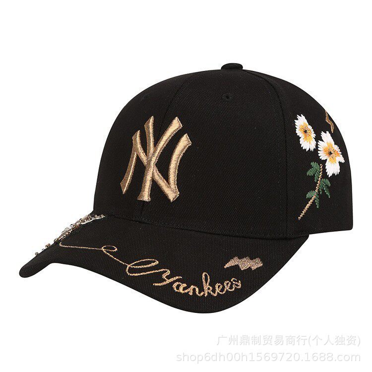 Gorra de béisbol, etiqueta de oro negra, techo rígido para hombres y mujeres, nueva gorra de visera de Yankees deshilachada, sombrero de LA ajustable de abeja