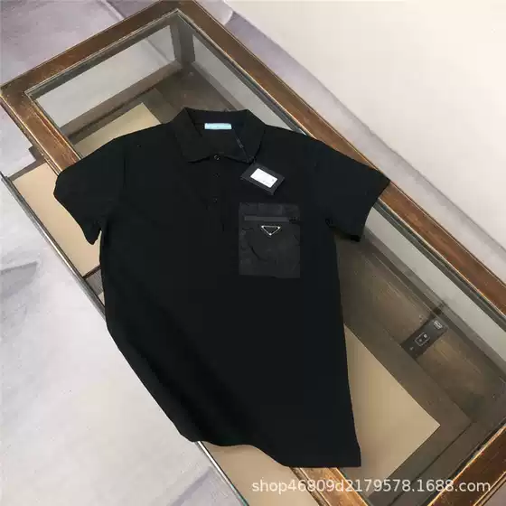 Correct Version Pujia Short-sleeved T-shirt Men's Business Casual P Pocket Triangle Marked Men's Short-sleeved Half-sleeved Polo Shirt