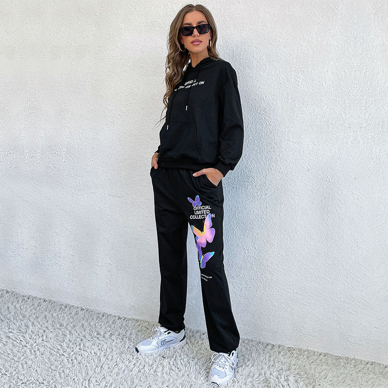 Womens Printed Long Sleeve Hoodie Set Casual Style Autumn Winter Collection Comfortable Fabric Stylish Design