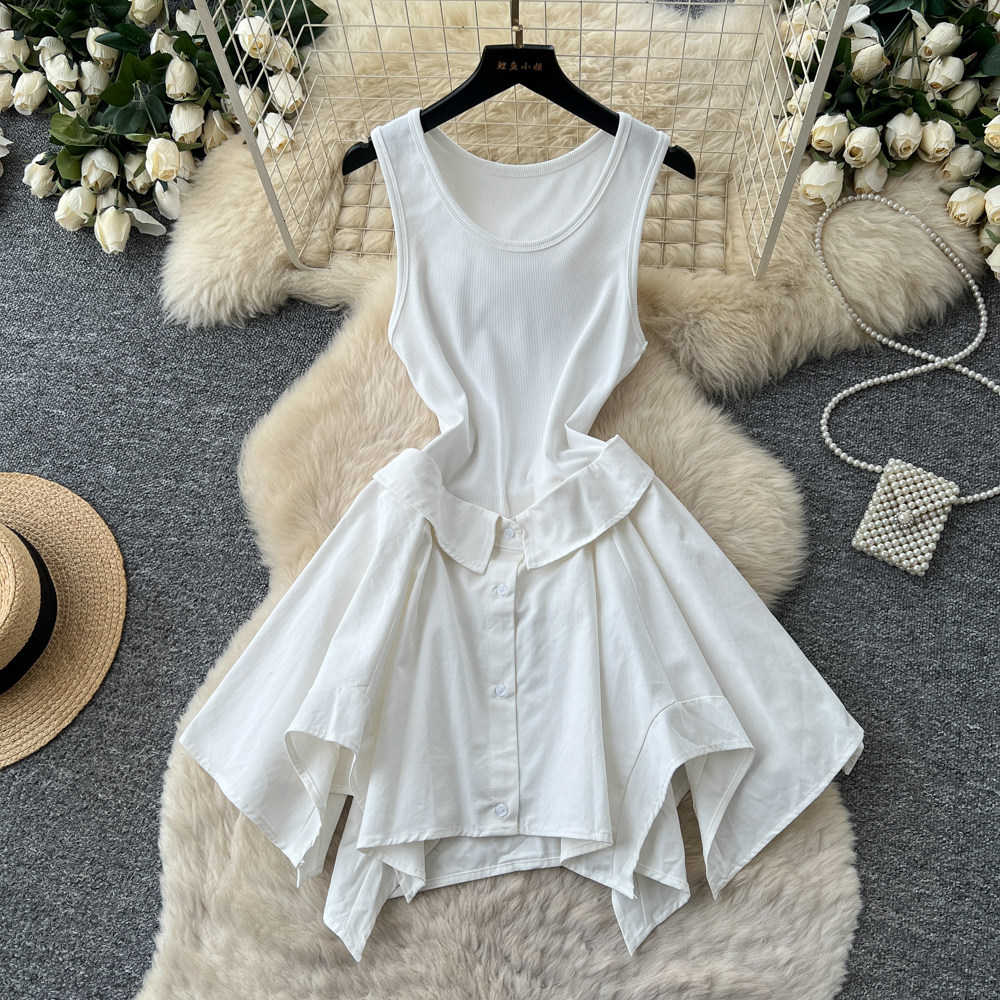 Sleeveless A Line Irregular Dress Summer Slim Fit Versatile Casual Style Wholesale Available
