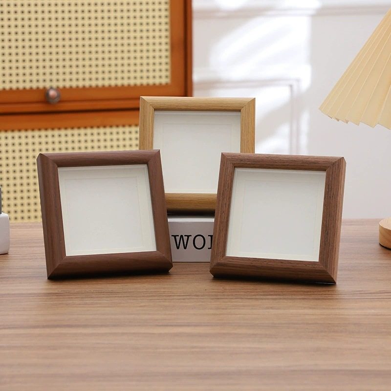Three-Dimensional Hollow Photo Frame Empty Frame Mini Square Inch Wooden Photo Frame Exquisite Desktop Table Calligraphy Frame