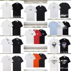 Cross-border High Version Pra Home PRA Short-sleeved Top Front and Back Letter Printed Unisex in stock Loose T-shirt