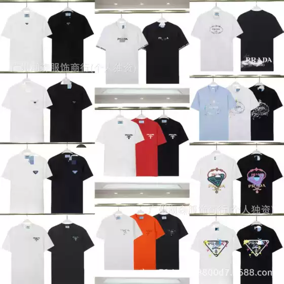 Cross-border High Version Pra Home PRA Short-sleeved Top Front and Back Letter Printed Unisex in stock Loose T-shirt