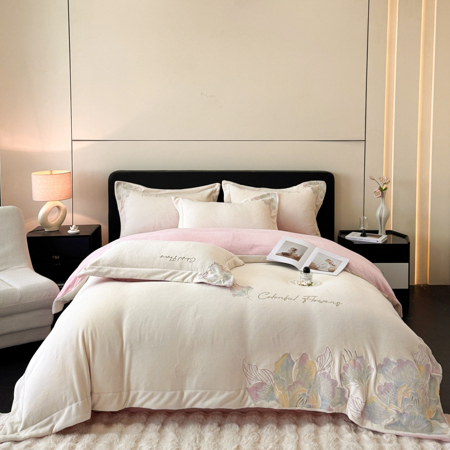 Brand Home Textiles Thickened and Warm Four-Piece Set Double-Sided Milk Velvet Anti-Static Coral Velvet Duvet Cover Three-Piece Set Skin-Friendly