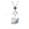 Long-neck blue diamond swan necklace