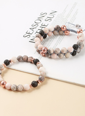 手工编织设计感火山石手链