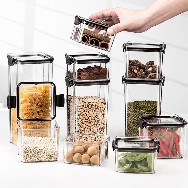 Sealed Jar Transparent Kitchen Storage Jar Dry Snacks Grain Storage Box Nuts Moisture-proof Tea Milk Powder Box