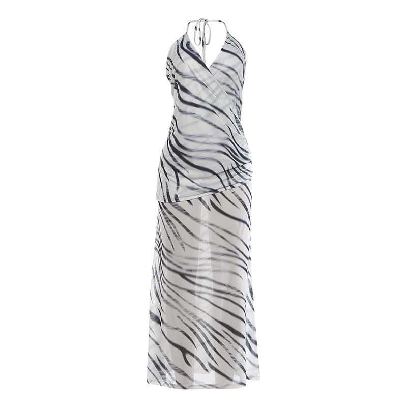 Summer Womens Bodycon Dress Sexy Deep V Neck Halter Backless Striped Print Party or Casual Wear Wholesale Available