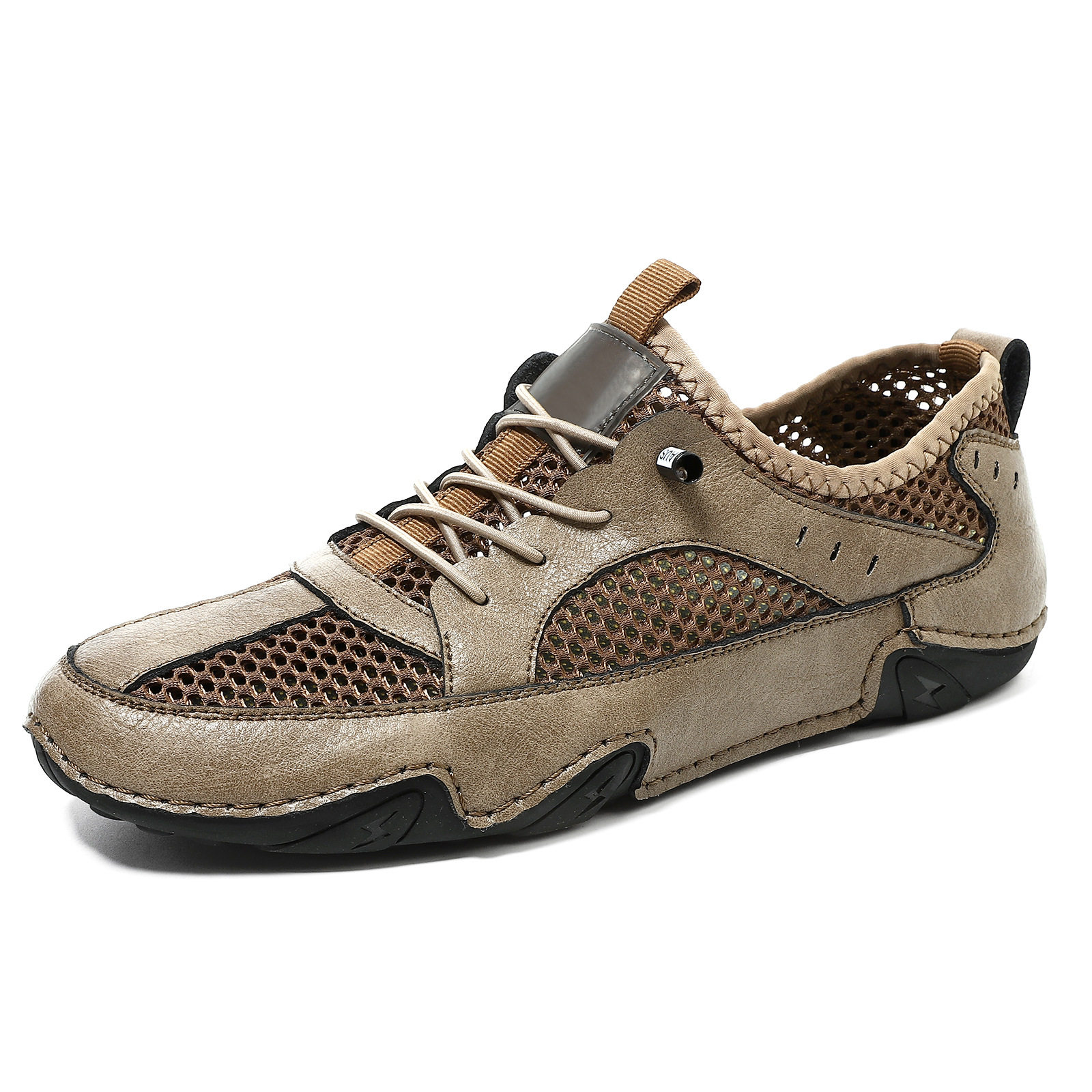 Giày Thể Thao/Sneaker Nam Da Bò Lưới Thoáng Khí Chiều Cao Đế Khoảng 3cm Màu Nâu, Xám, Đen
