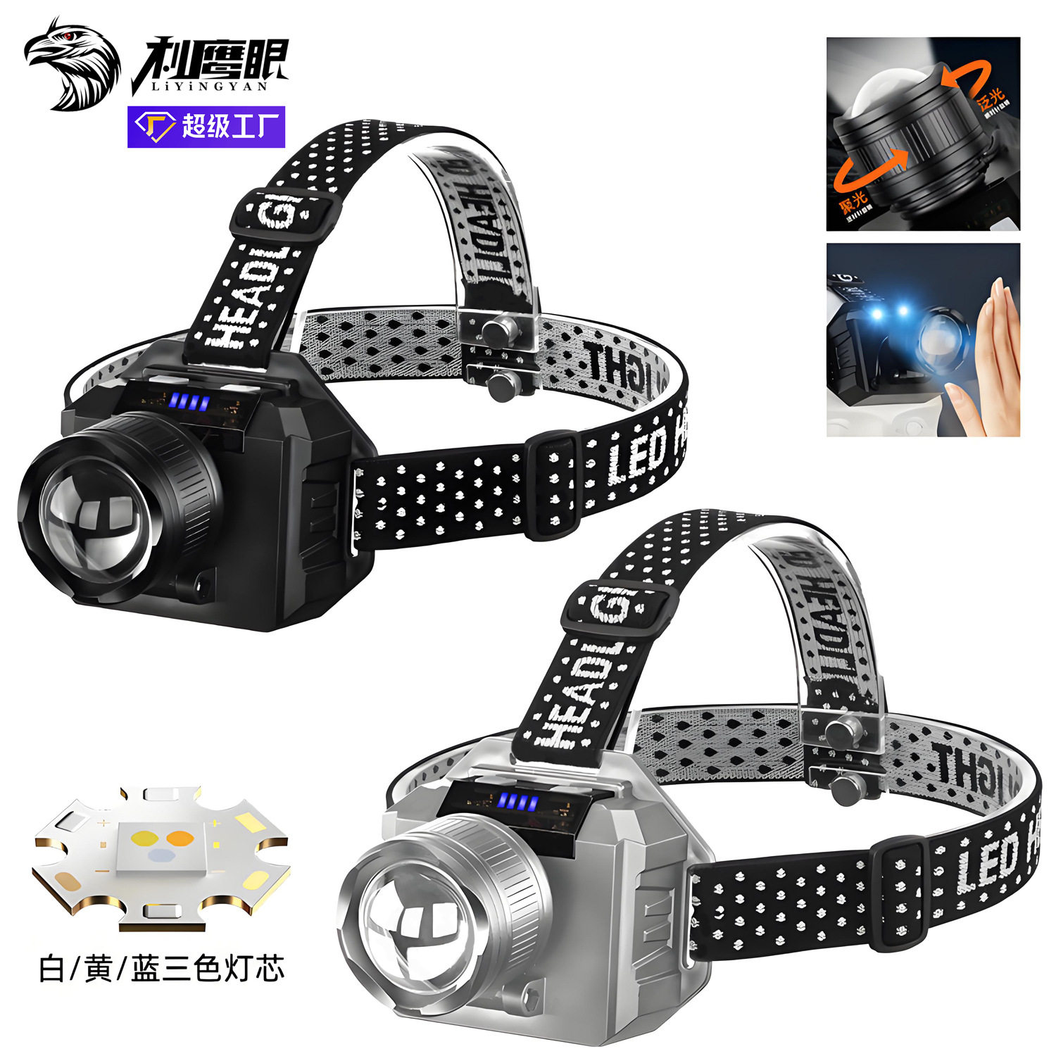 Headlamp Strong Light Charging Super Bright Head-Mounted Outdoor Small Flashlight Laser Induction Night Fishing Super Long Endurance Miner's Lamp