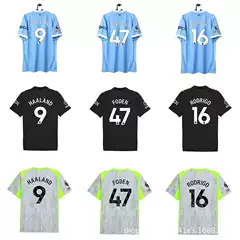 Wholesale 25-26 Season Manchester City Football Uniform No. 9 Haaland Rodri Jodanfu Stool Jersey Fan Number