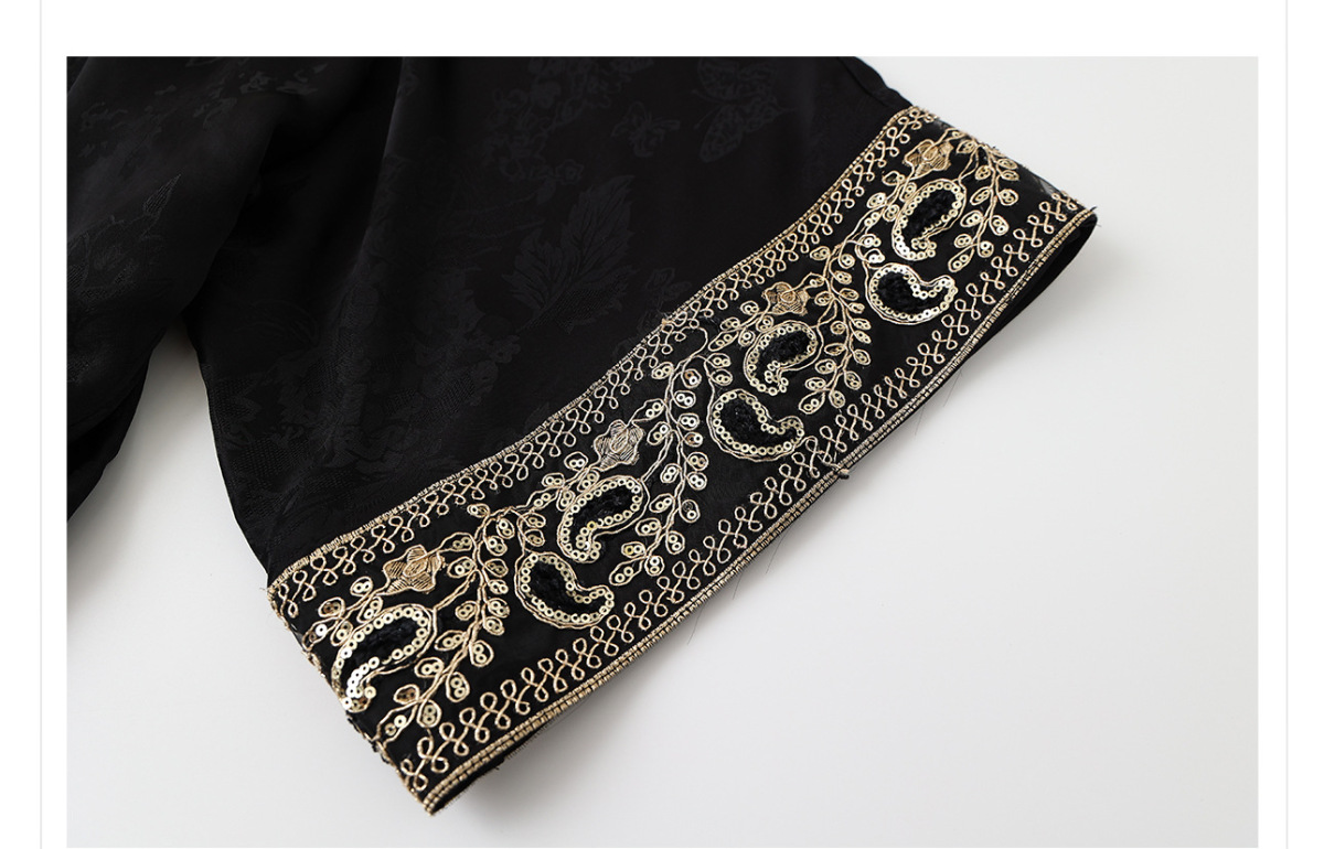 Set áo sơ mi dệt hoa in họa tiết kèm váy yếm dáng dài nữ tính — Áo khoác Jacquard (giao hàng trong 7 ngày), Áo khoác Jacquard (giao hàng trong ngày), Váy yếm (giao hàng trong 7 ngày), Váy yếm (giao ngay trong ngày)