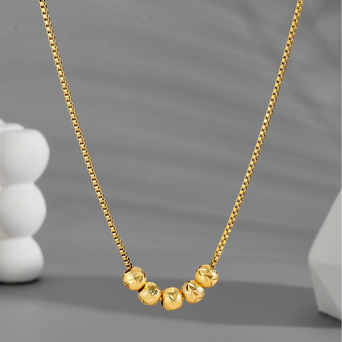 Fashion Tiktok New Wufu Linmen Micro-inlaid Necklace Women's Copper Fashionable Light Luxury Style Transfer Beads Collarbone Chain Without Fading