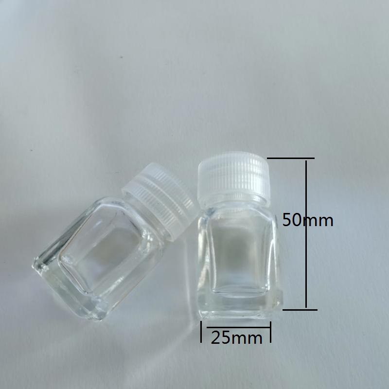 10ml Square Sealed Glass Bottle, Small Square Bottle, Small Medicine Bottle, Powder Bottle, Sealed, Leak-Proof, Corrosion-Resistant Medicine Bottle