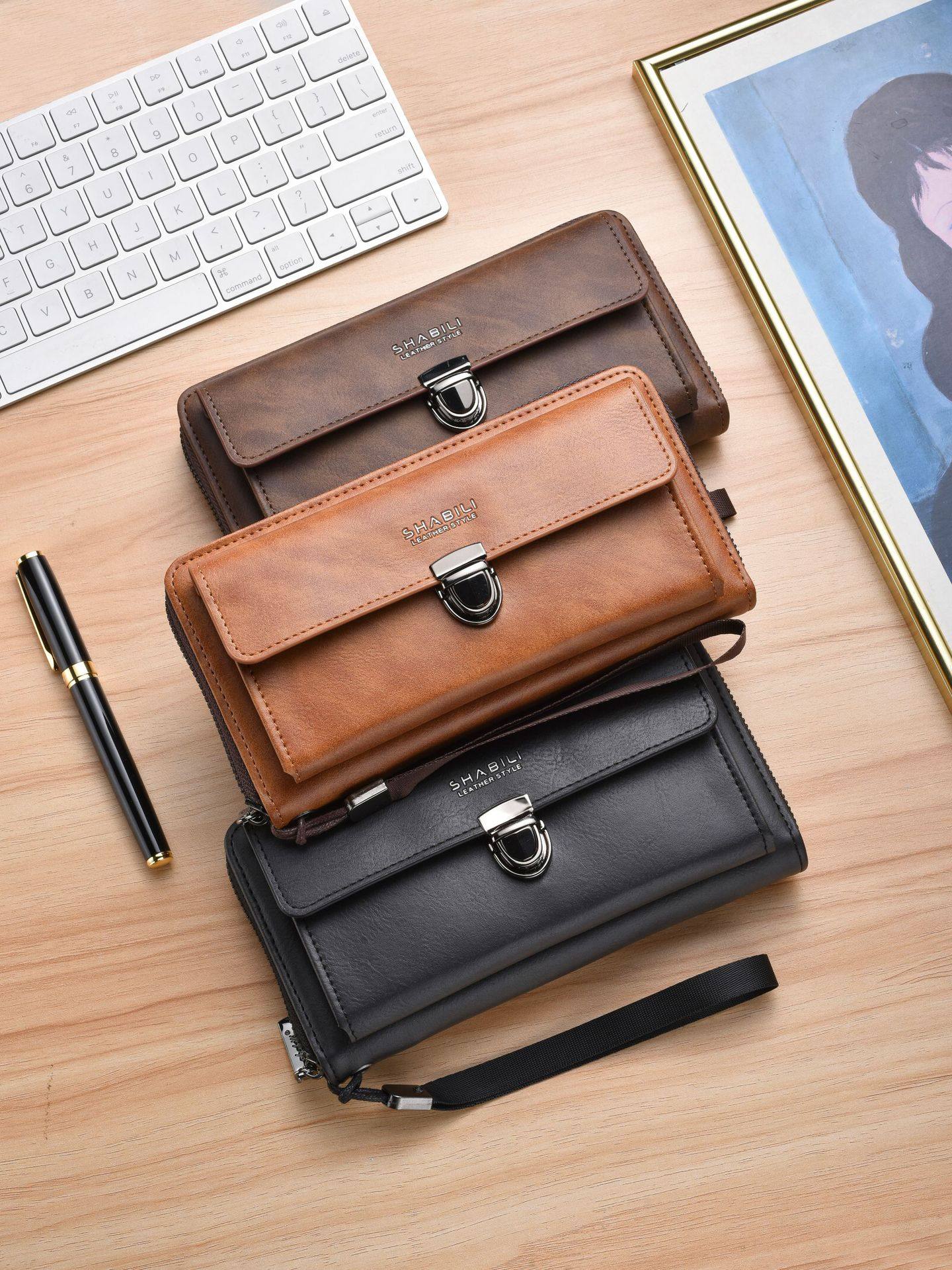 New Men's Long Wallet Women's Zipper Buckle Casual Mobile Phone Wallet Large Capacity Multifunctional Clutch Bag Factory