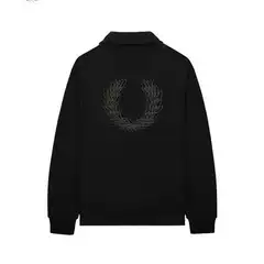 Fp Wheat Ear New Men's Casual Sweatshirt Autumn/Winter Turn-Down Collar Zipper Half-Zip Pullover Wheat Ear Trendy Print Sweatshirt