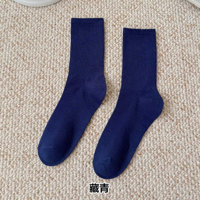 彩色袜子女长筒袜四季款ins潮流糖果色马卡龙中筒袜学生运动棉袜