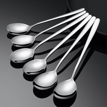 304 stainless steel spoon Korean style spoon long handle Spoon soup spoon mixing spoon Fork canteen student spoon Korean lunch box spoon