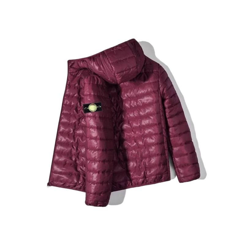 Cross-Border Trendy Brand Stone Classic Embroidered Armband down Jacket Hooded Zipper Jacket Top for Men and Women