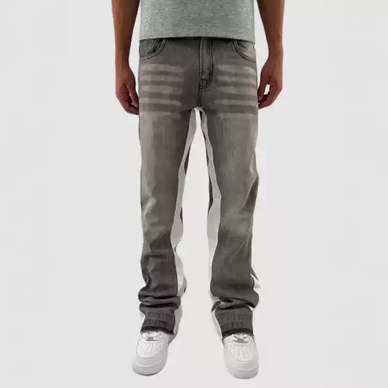 Foreign Trade Cross-Border American Retro Patchwork Jeans for Men, Trendy Brand Casual Washed Loose Hip-Hop Straight Pants, Independent Site