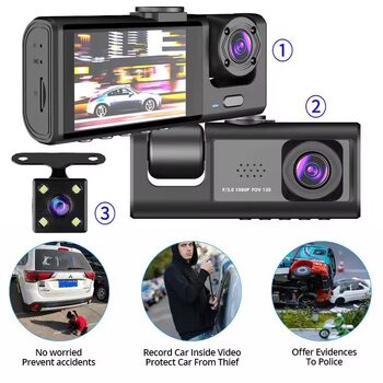 New Driving Recorder with High-Definition Reversing Images, 3-Lens Recorder, Mobile Phone Connection, In-Car Recorder