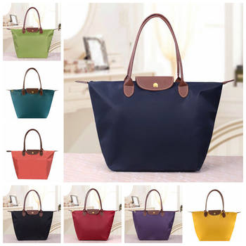 New Oxford Cloth Foldable Women's Bag Large Capacity Dumpling Bag Portable Shoulder Shopping Bag Multicolor Wholesale Foldable