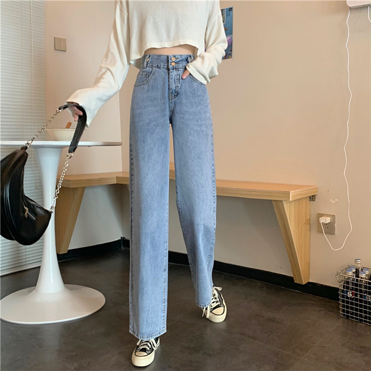 High Waisted Wide Leg Jeans Korean Style Loose Fit Flattering Design Spring Fashion Wholesale Available