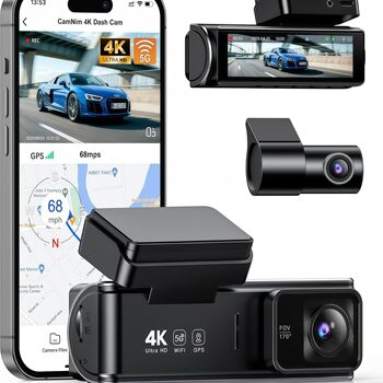 Driving Recorder 4K Hd Camera 5g Wifi, Gps Dash Cam Front