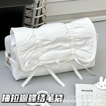 Korean-Style Ins Large-Capacity Pencil Case with Cute Bow, High-Value Student Storage Bag