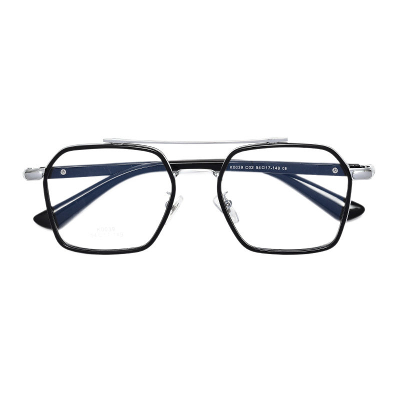 Danyang Glasses Double-Bridge Eyeglass Frames for Men, Casual Retro Internet Celebrity Style, Large Face Slimming, Large Frame Square Frame Ultra-Light Eyeglass Frames