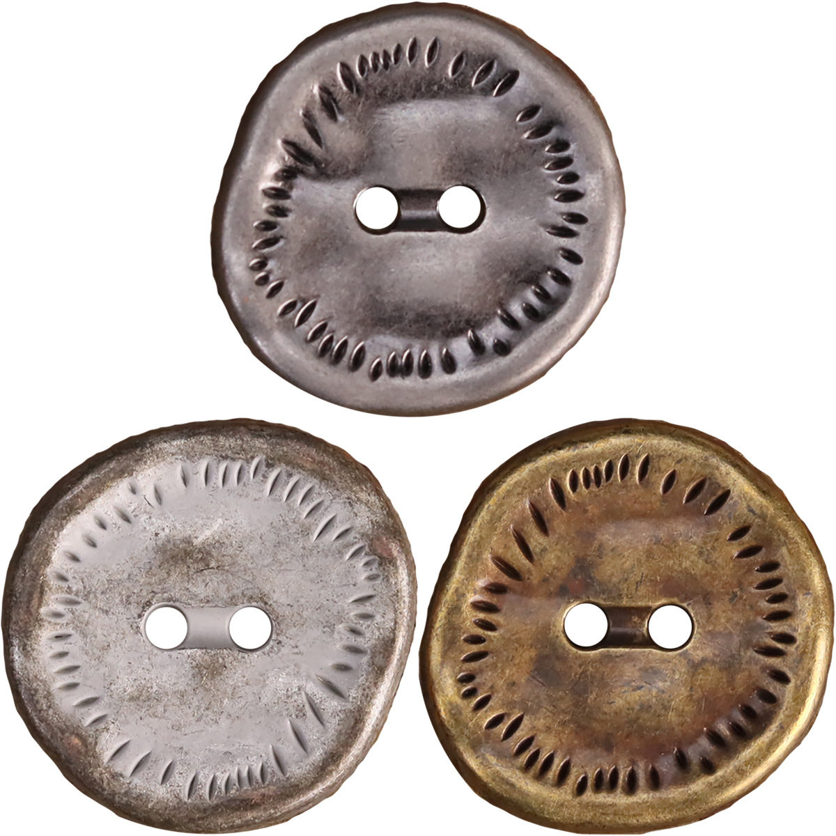 Irregular Two Eyes Retro Zinc Alloy Metal Buttons Old Blue Tin Bronze Silver Coat Jacket Woolen Buckle