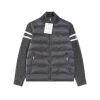 In-Stock M-Brand Stand Collar Zip-Up Striped Wool Jacket Coat Unisex down Jacket