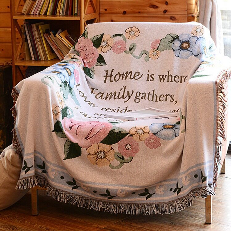 American Country Plant and Flower Sofa Blanket Sofa Towel Full Cover Plus Size Sofa Cover Flower Camping Blanket